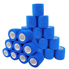 COMOmed Self Adherent Cohesive Bandage 2"x5 Yards First Aid Bandages Stretch Sport Athletic Wrap Vet Tape for Wrist Ankle Sprain and Swelling,Blue(24 Rolls)