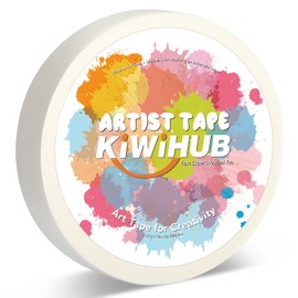 KIWIHUB Artist Tape for Watercolor Paper, White Art Masking Tape for Drafting Painting Canvas Framing - Acid Free, 1" x 180 FT