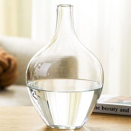 XIUWOUG 11" Large Glass Vase for Decor,Clear Glass Vase for Plants Stems Branches,Glass Jug Vase for Home Decor,Shelf Decor,Mantel Decor,Medium(vase only)