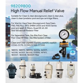 sixcow 98209800 High Flow Manual Air Relief Valve with Pressure Gauge and 87300400 Body O-Ring Replacement Pool and Spa Filter Clean & Clear, Predator, EasyClean and Warrior Pool Filter..