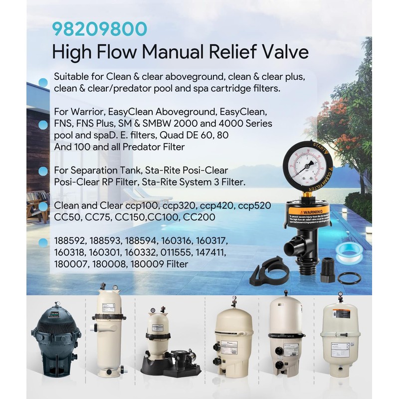 sixcow 98209800 High Flow Manual Air Relief Valve with Pressure
