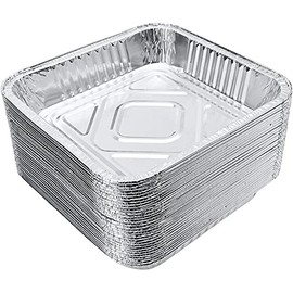 M P (Pack of 25) Large Aluminium Foil Food Containers Trays with Lids (No.9) Catering Trays, Takeaway Foil Food Containers for Cooking Food Storage BBQ, Roasting Baking Broiling, Silver