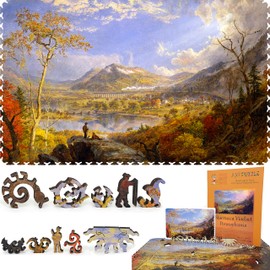 Wooden Jigsаw Puzzle for Adults - Uniquely Shaped Pieces - Made in The USA by FoxSmartBox - 440 Pieces - Starrucca Viaduct, Pennsylvania