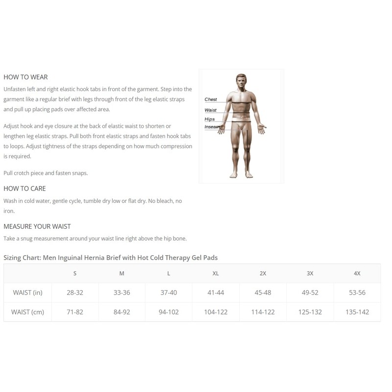 INGUINAL Hernia Support Brief with HOT/Cold Therapy Pads Included Medium