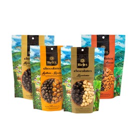 Cafe Britt® Chocolates - Dark Chocolate-covered Gourmet Nuts (4 Pack) (Almonds, Cashews, Macadamias, Hazelnuts) (5 oz each) Gourmet Dark Chocolate, Gluten Free, No Artificial Ingredients, No Trans Fat, Costa Rican Product