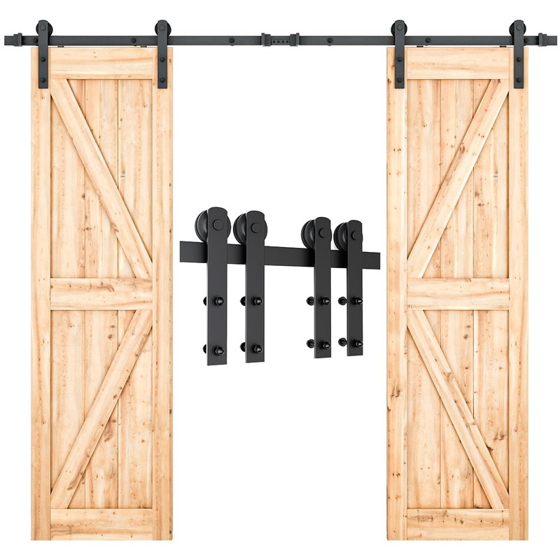SMARTSTANDARD 8.2 FT Double Barn Door Hardware Kit - Heavy
