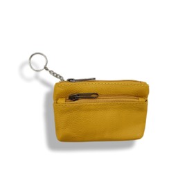 Women's Small Genuine Leather Wallet, RFID Protective Case, Mini Wallet with Key Ring and Compartments,, Yellow, Minimal