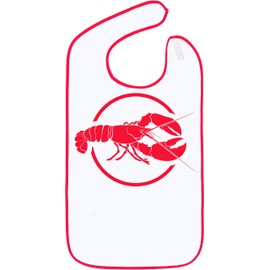 Adult Bibs for Eating: Reusable Bib with Crumb Catcher Pocket - For Men and Women (Lobster Dinner)