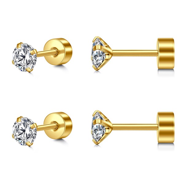 Incaton 2-6 Pairs 20G Hypoallergenic Stud Earrings for Women Men