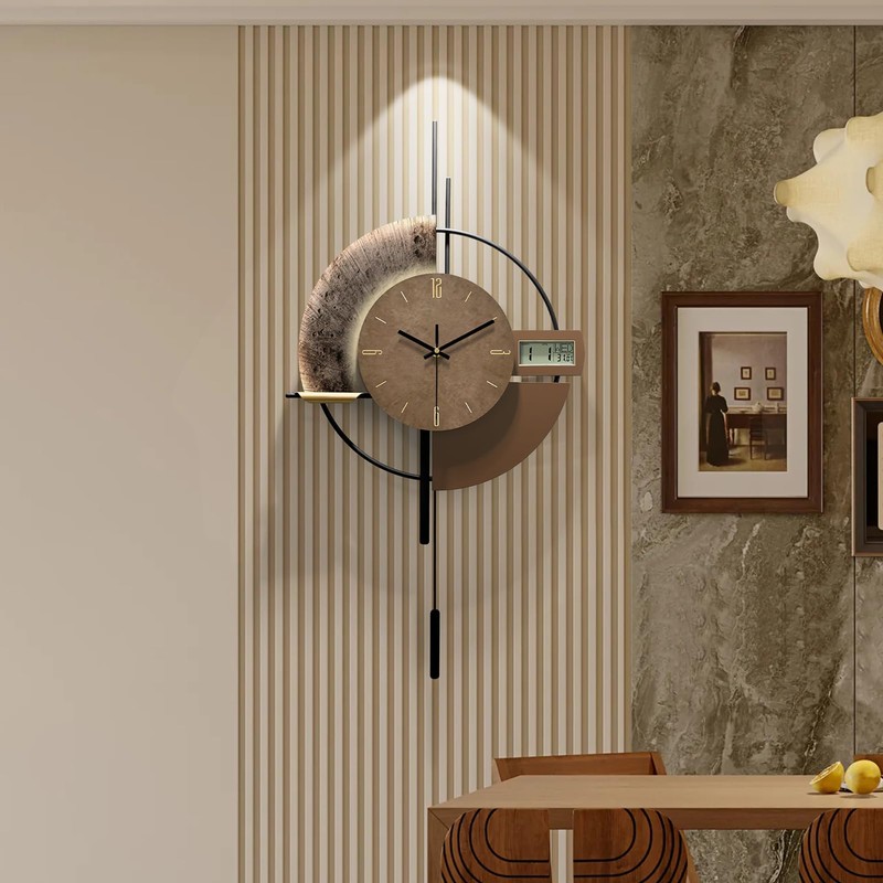 FIXNEO Large Wall Clocks Decorative with Temperature Display℃, Silent Unique