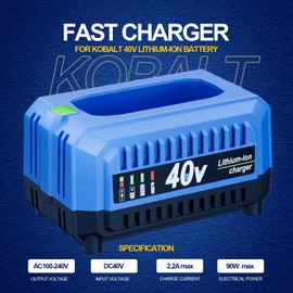 Surpowtec 40-Volt Charger Replace for Kobalt 40V Battery Charger, Compatible with Kobalt 40V Li-ion Battery KB640-03 KB240-06 KB640-06 KB245-06 KB440-03
