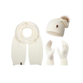 Rock Creek Winter Hat Scarf Glove Set M78, White - U-103