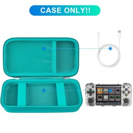 BOVKE Carrying Case Compatible with Anbernic RG35XX H Retro Handheld Game Console, RG35XX H Retro Gaming Console Travel Bag with Mesh Pocket for TF Cards, Charging Cables, Turquoise