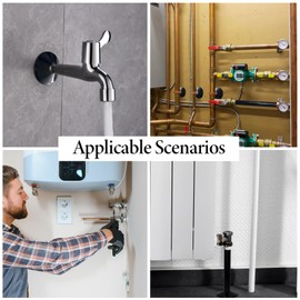 Apragaz Pipe Cover, 6 PCS Radiator Pipe Covers and 6PCS Pipe Collars, Black Radiator Pipe Hole Covers 200mm Long and 15mm Pipe Central Heating Clip On Covers