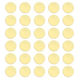 sourcing map Round Brass Tags, 30Pcs 20mm/0.8" Blank Brass Disc Stamping Tag with Hole for DIY Crafts Pendants Labeling Making