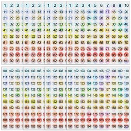 ZEYIYER 800Pcs Small Round Colored Number Stickers, 1-200, 8 Sheets, Vinyl, Minimalist, Indoor/Outdoor