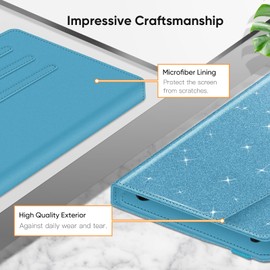 Fintie Universal Case for 9-11 inch Tablet - [Hands Free] Multi-Angle Viewing Stand Cover for Urao C107, ECOPAD, Coopers CP10, SHARECLOUD P10, Revvl Tab 2 and More 9" 10" 11" Tablets (Glitter Blue)
