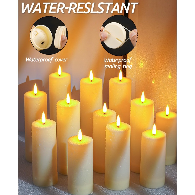 Fanzir 12 Pack Outdoor Waterproof Battery Operated Fake flameless LED