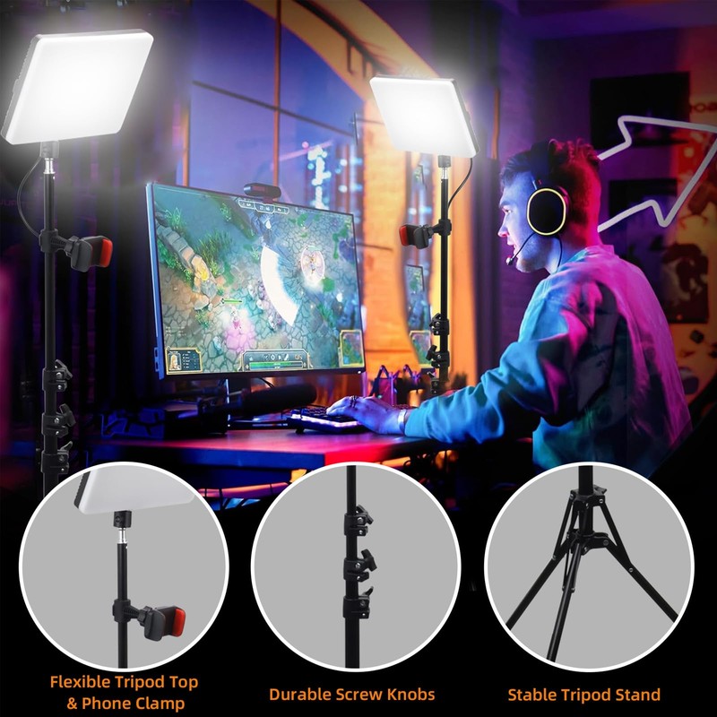 2-Pack LED Video Light Kit, Velvora 15W Photography Lighting with