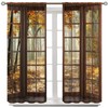 Autumn Natural Landscape Curtains,Vintage Window Pattern Kitchen Living Room Bedroom