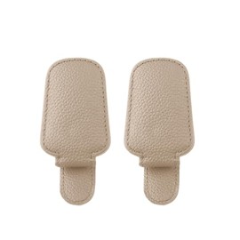 uvbws2Pack Beige car Sunglasses Frame - car Sunshade Accessories - car Magnetic Leather Glasses Clip