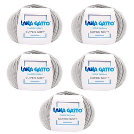 Knitting yarn 100% pure merino new wool extra fine, line super soft by Lana Gatto, made in Italy, high-quality yarn for crochet and hand knitting, 250 g, 625 metres (light grey - 20741, 5)