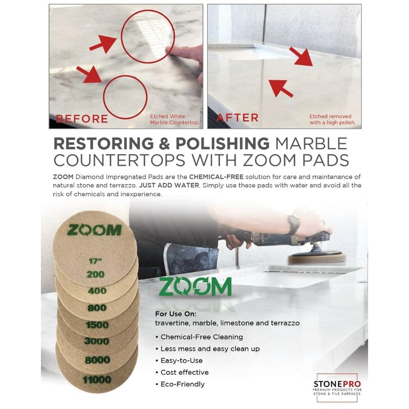 Stone Pro Zoom Pads (800 Grit, 7")