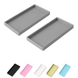 Mriluvy Vanity and Bathroom Tray, 7.7" ABS Countertop Organizer,Waterproof Vanity Tray for Toilet Tank,Perfume,Soap,Keys,Bathroom Accessories,Kitchen and Bath Trays,Non Slip Small Trays,Gray,2 Pack