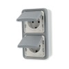 Vertical Plexo55 Apwg IP44 SCHUKO double socket-outlet, impact-resistant IK07 –