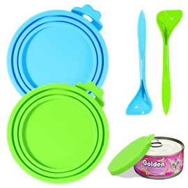 ZukoCert 2-Pack Cat Dog Food Can Lids, Pet Food Can Lids Fit Three Different Size Standards, With Two Spoons, Fits Most Cat And Dog Cans