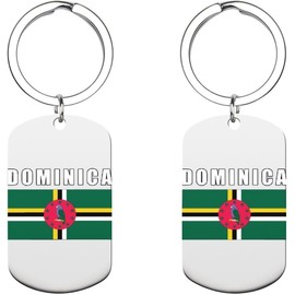 Dominica - Llavero con logotipo de la bandera dominicana, llavero, llavero para bolso y etiqueta de perro