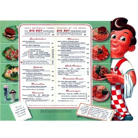 EARLY BOB'S BIG BOY RESTAURANT  MENU 8.5X11 GLOSSY REPRINT HAMBURGERS VINTAGE