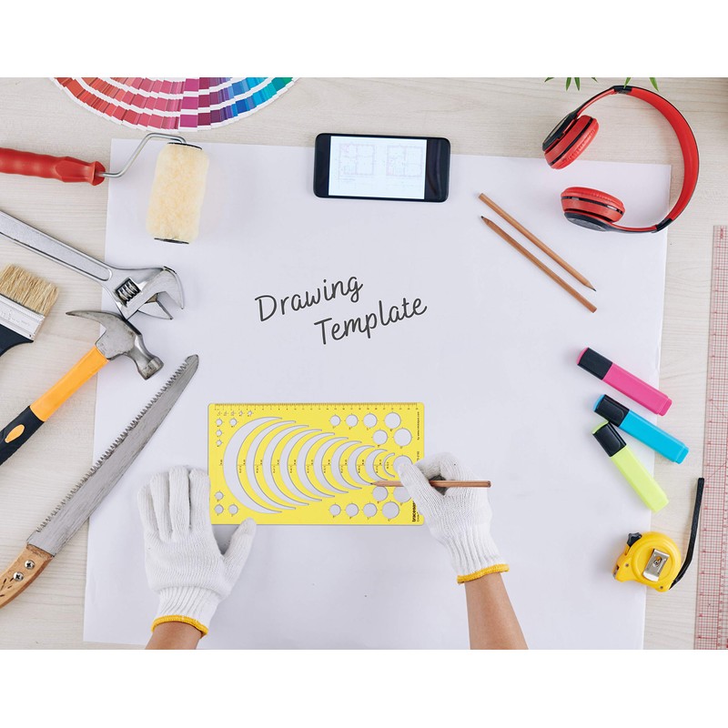 Traceease Geometric Drafting Circle Radius Template Drawing Stencil, Designing Template