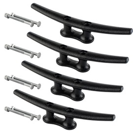 ORLANG 10 Inch Dock Cleats, Electrophoretic Coated Black Boat Cleats with Hardware, Boat Dock Cleats Rope Cleat for Boat Docks, Decks or Nautical Decor (4 Pack)