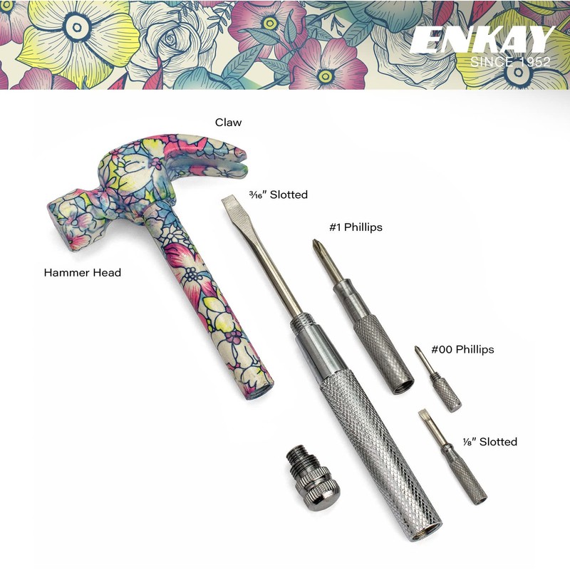 ENKAY - 6 in 1 Floral Hammer and Screwdriver, Multifunction
