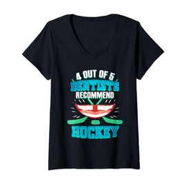 Hockey Fan 4 out of 5 Dentists Recommend Hockey V-Neck T-Shirt