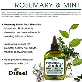 Difeel Estimulador de raíz de romero y menta con biotina 2.5 oz. - Tratamiento del cuero cabelludo para el crecimiento del cabello, aceite de menta de