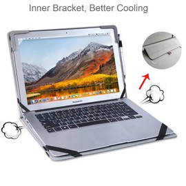 Berfea Stand Case Cover Compatible with Dell Latitude 7430 7420 7410 7400 5430 5420 5421 Laptop 14 Inch Notebook Protective Case Sleeve,with Cooling Bracket (326x215mm,Gray)