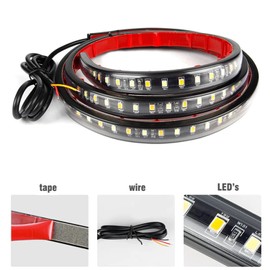 SOCAL-LED LIGHTING Truck LED Running Board Light DRL Side Kick Switchback Strips 60" (150cm) 12V Sequential Flashing Turn Signal Lights, Dual-Color Amber White, Pack of 2