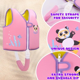 OSHYLE Kids Life Jacket Toddler Arm Bands Vest with Seat Belt Buoyancy Aid (Pink, L(6-9))
