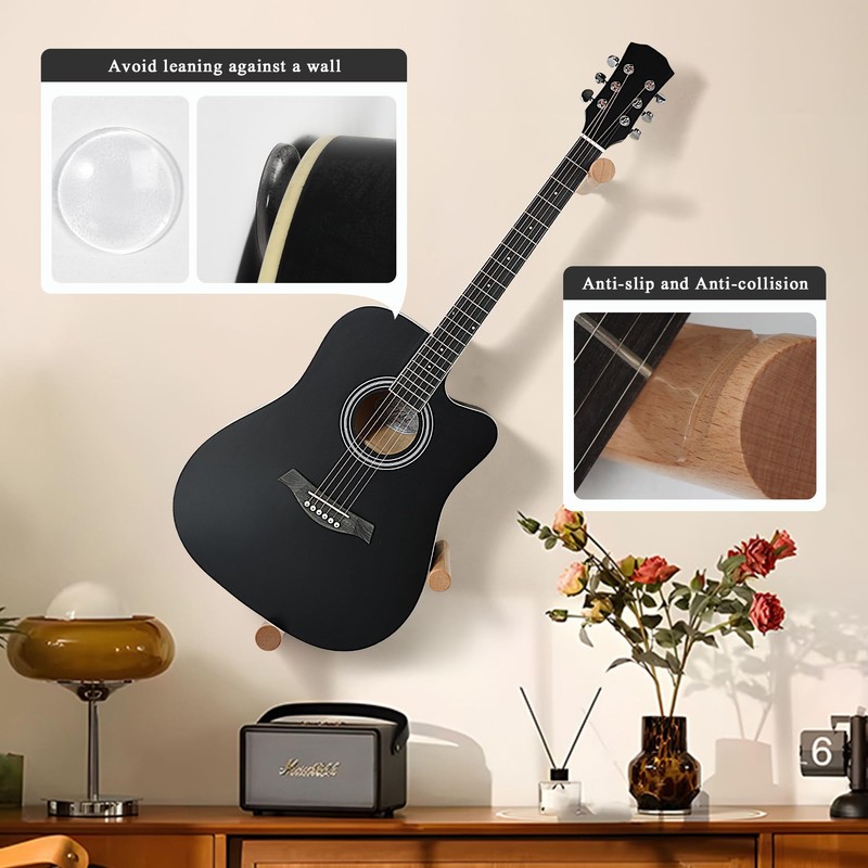 Acoustic Horizontal Guitar Hangers for Wall Wooden Wall Mount (Wood