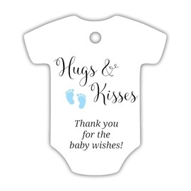 30 Hugs and kisses baby shower tags - Hershey kiss favors (Baby blue)