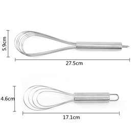 Xzhixiao 2 Pieces Flat Wire Egg Whisk Stainless Steel Egg Whisk Kitchen Whisk Magic Hand Whisk Used for Blending Whisking Beating Stirring(8 Inch and10 Inch)