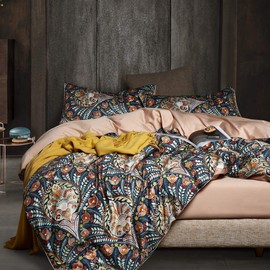 VM VOUGEMARKET Boho Duvet Cover Queen,Paisley Flower Printed Long Staple Cotton Duvet Cover with 2 Pillowcases,Retro Damask Medallion Bedding Set-3 Pieces 90"x90"