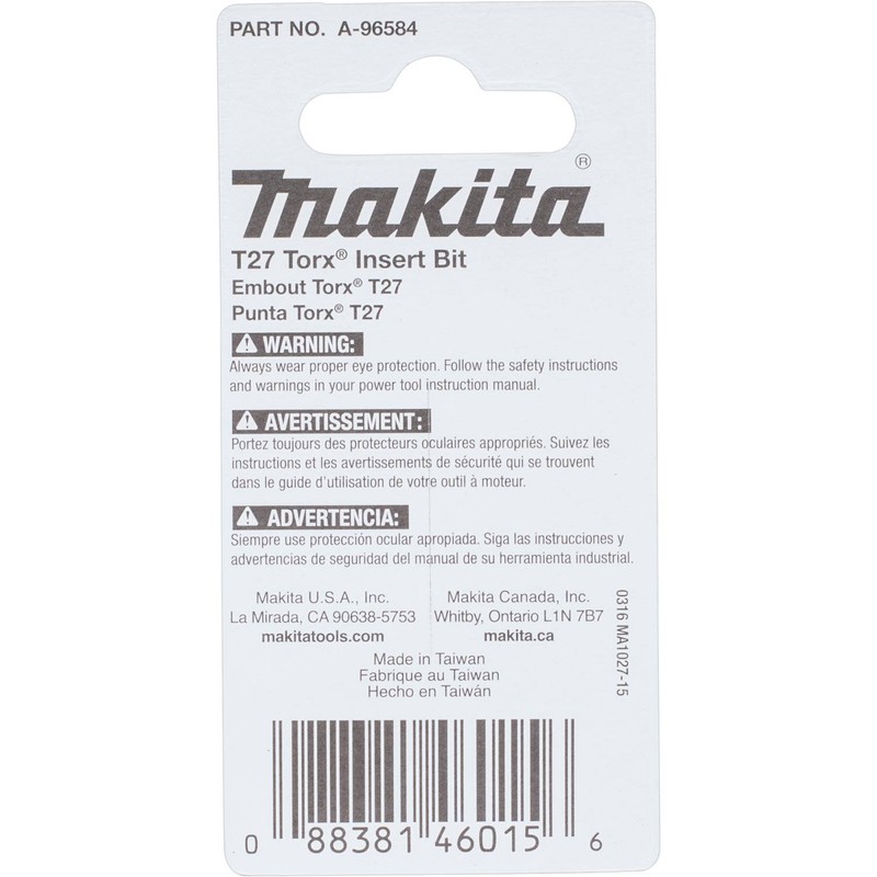 Makita A-96584 Impactx T27 Torx 1″ Insert Bit, 2 Pack