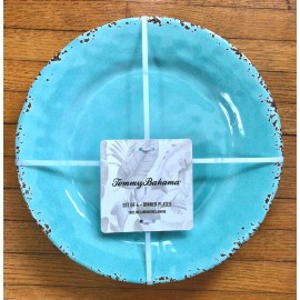 Tommy Bahama x4Tommy Bahama Melamine LARGE Rustic Edge DINNER PLATES. SET of 4. 11" DIAMETER.