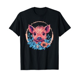 Adorable Piglet Face With Floral Wreath T-Shirt