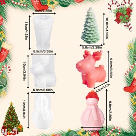 Golgner 3 Stück 3D Weihnachtsbaum Kerzenform, Weihnachten Schneemann Kerzenform, Elch Kerzengießform, 3D Silikonform Weihnachten für Kerzen Gießen, Aroma Gips DIY Kerzenherstellung