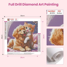 Lxmsja Diamond Art Dog Kits Adults Beginners, 5D Diamond Painting Cat Kits for Adults, DIY Full Drill Animals Diamond Painting Embroidery Crystal Gem Art Kits Adults for Home Wall Decor 30x40cm