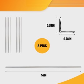 OUZUGIE 8-Pack 57 Inches, WPC Slat Wall Panel Trim,Corner Guard for High Grille (Metallic Silver)